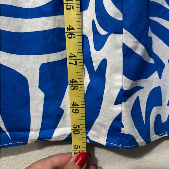 1. STATE Blue and White Cotton Tiered Abstract Blue and White Maxi with Pockets. - Picture 5 of 10